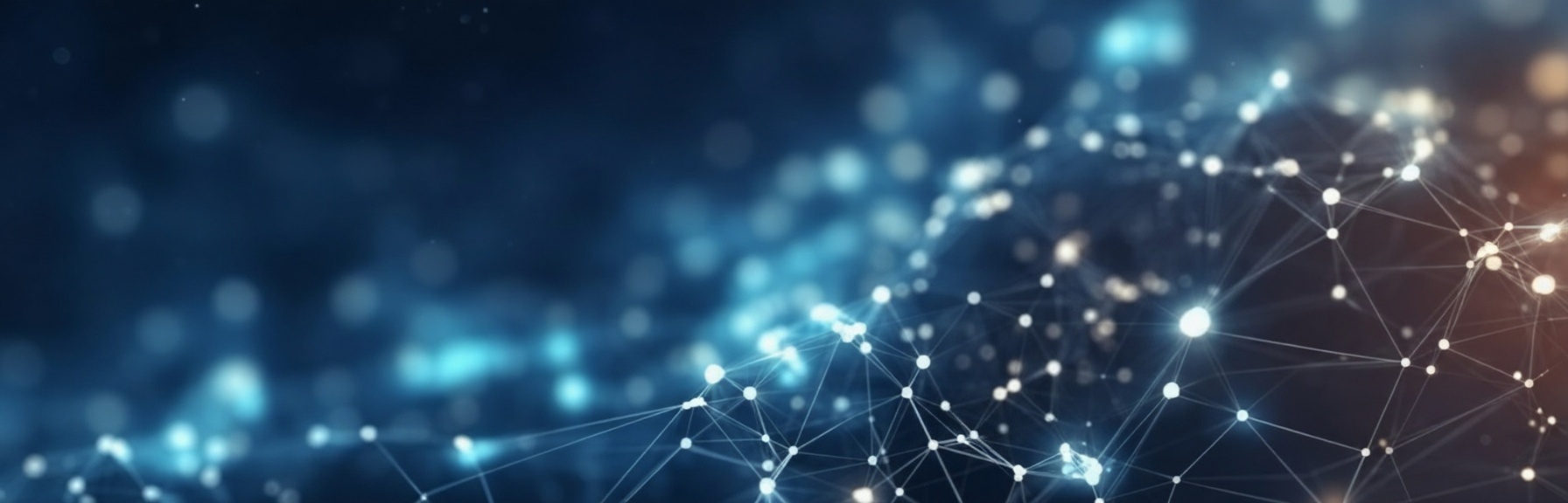 Digital blueprint skyline with a construction crane and glowing network nodes