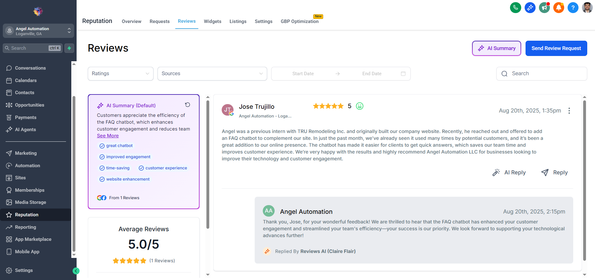 Review Management Dashboard